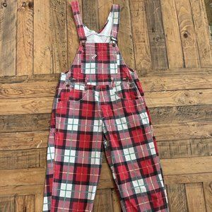 Vintage Women's Red Plaid Overalls by Soon Jeans, Sz: 2